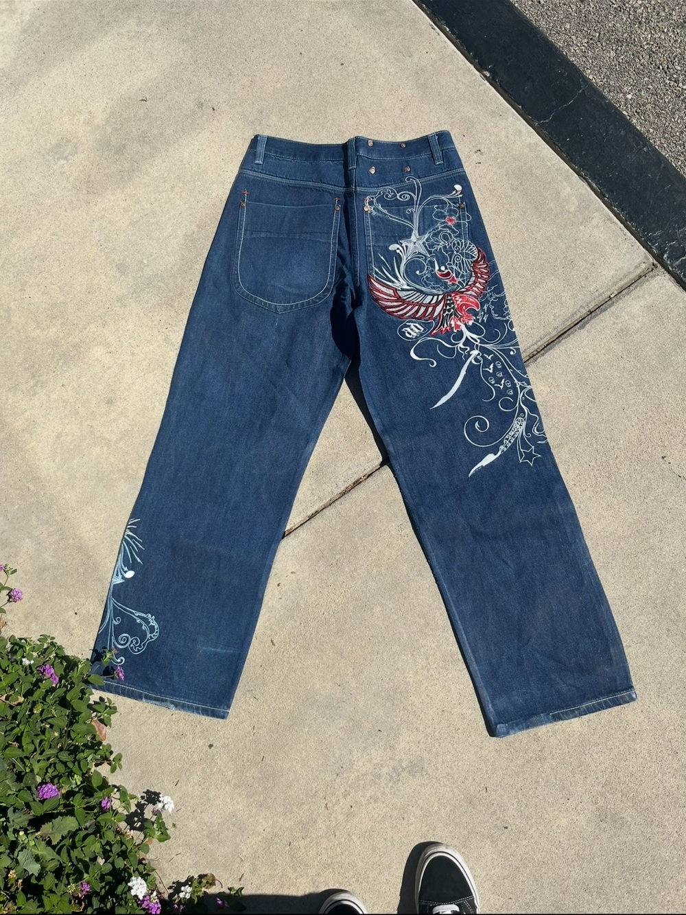 Rare Blue Artful Dodger Jeans with embroidery